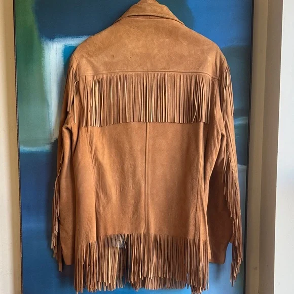 Vintage Women's Tan Suede Fringe Leather Jacket - Picture 8 of 12